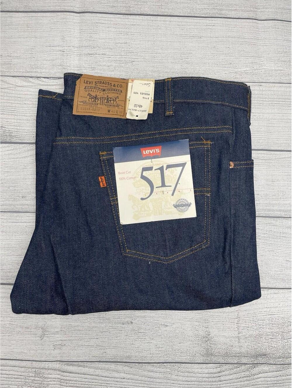 Vintage Levis 517 Jeans Men 40x32 Dark Wash USA NWT Orange T